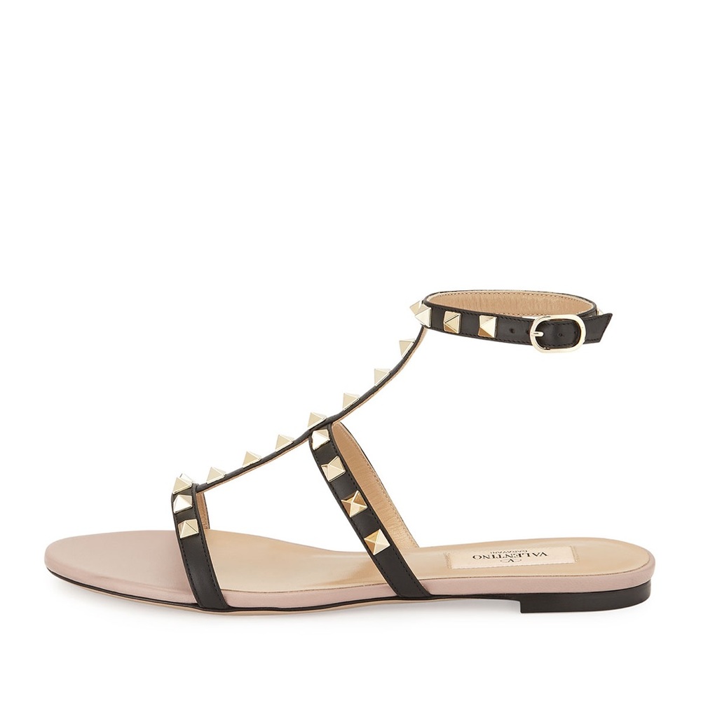 Valentino rockstud ankle-strap flat sandal